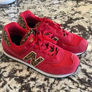 New Balance Red Leopard Print Sneakers